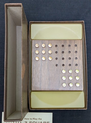 VTG 1964 HOYLE GAME SETKO’S 3 SQUARE PUZZLER WALNUT BOARD BRASS PCS BOXED COMPLT