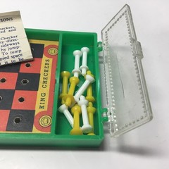 Vintage King Checkers Travel Game Complete With Instructions 5.5” X 3”.