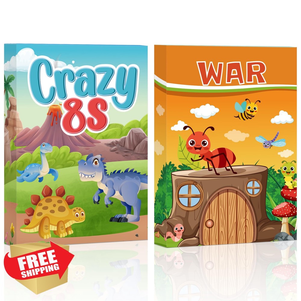 Etyishe Card Game 2 Decks Crazy 8s War Kids Adults