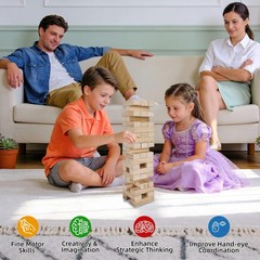 Tumbling Tower Blocks Games,Large Wooden Blocks Stacking Game for Kids Adults…