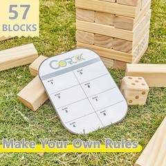 Giant Tumbling Tower Game，57Pcs Wooden Block Stacking Game （Over 4.2FT），Class…