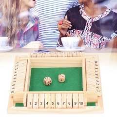 Wooden Box Number Dice Game Set 4 Players Wooden Board Math Number Game Family