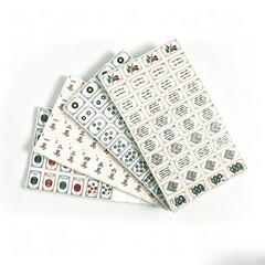 Premium Polished White Acrylic US Mahjong Set Clear Floral & Koi Engraving