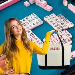 Sunnymove 3 Pcs Empty Mahjong Canvas Bag Gift Embroidered American Mahjong Set