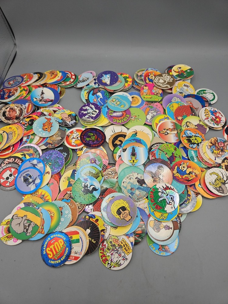 Vintage POGS Lot Of Over 320 Pieces W/ Slammers 90s Bart Jurassic Rangers Poison