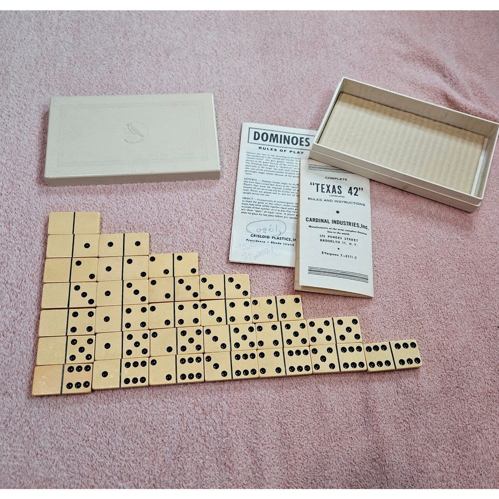 Vintage Cardinal Industries Texas 42 Dominoes Set (Double 6)