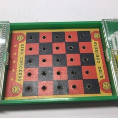 Vintage King Checkers Travel Game Complete With Instructions 5.5” X 3”.