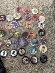Lot of 180 Vtg 1990’s POGs Milk Cap Game, 4 Slammers and 3 Cases