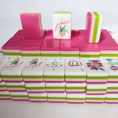 American Mahjong Game Set, 160 Magenta Pink and Green Layered Mahjong Tiles