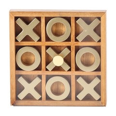 Mainstays Decorative Gold and Wood Tabletop Tic Tac Toe Tabletop Set