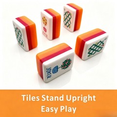 160 American Mahjong Tiles – 4-Layer Acrylic Engraved, Orange Set for Game Night