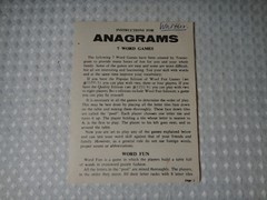 1957 Transogram Anagrams #1150 Word Tiles Game Replacement Parts Instructions