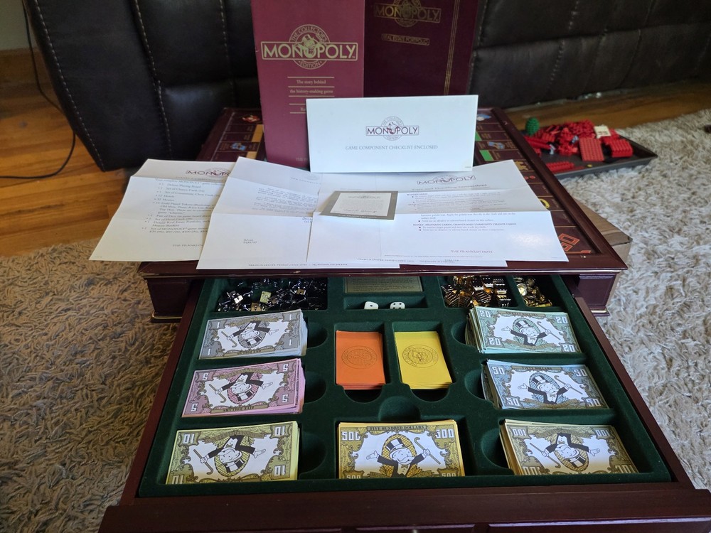 Franklin Mint MONOPOLY Collector’s Edition Wood Board Game 1991 Complete* W/ COA