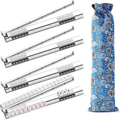 Non-Slip Mahjong Racks with Rotating Pushers & Double-Layer Nylon Bag, 4-Pack Cl