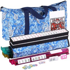 American Mah Jongg 166 Tile Mahjong Set 4 All-in-One Rack Pushers w/ Carry Bag