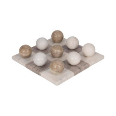 Ivory 9 In. X 3 In. Stone Tic Tac Toe Decorative Game Set