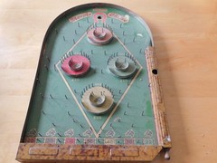 1934 Lindstrom Steeplechase Bagatelle Horse Race Game Wooden Pinboard