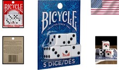 5 Count D6 Dice Set – Classic White & Black for Family Game Nights