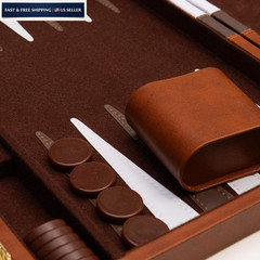 Backgammon Board Game, Deluxe 10 inches x 15 x 0.1 inches, Brown