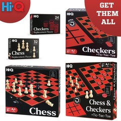 2 in 1 Black Red Checkers and Tic Tac Toe Family Game Set Portable Fun