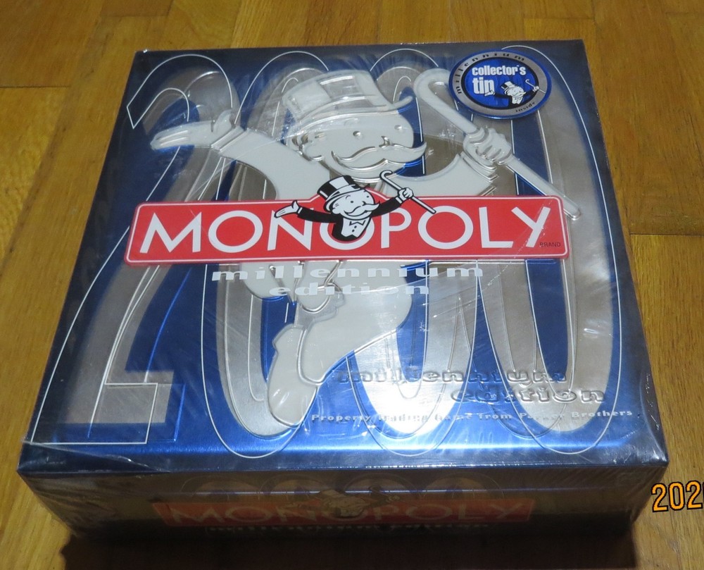 Sealed New Monopoly Millennium Edition 2000 Board Game Y2K Blue Metal Tin
