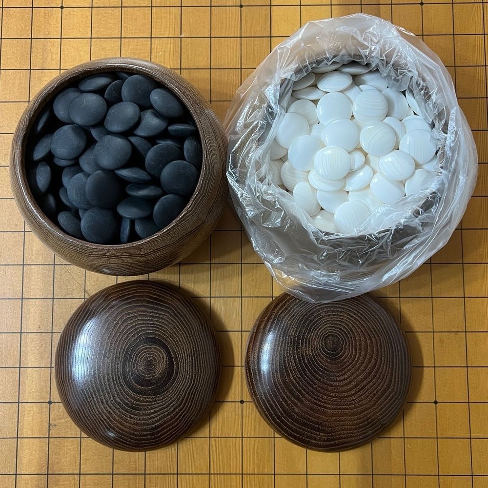 Go Stones Clam Shell 180 Black 181 & Go Bowl Set Japan Vintage [No Go Board]