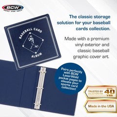 BCW Supplies Baseball 3″ Album – Blue | Premium Durable Binder Single,