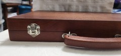 Solid Wood Backgammon Game Varnished Folding Board Set Complete EUC