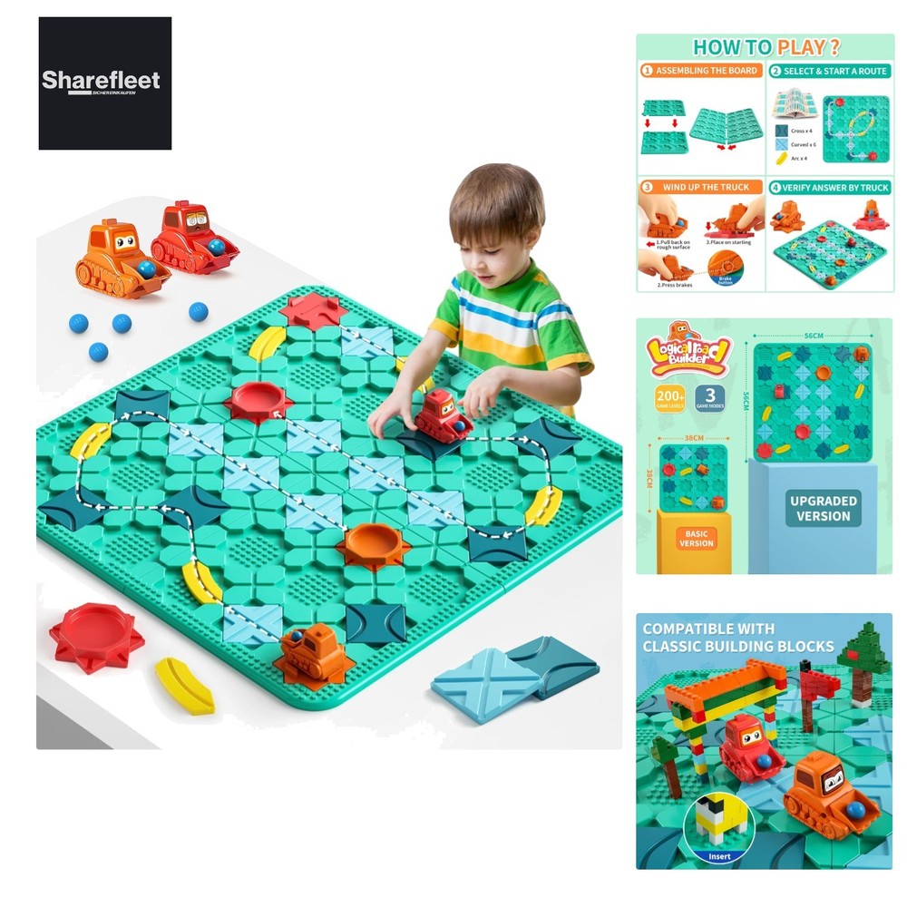 Kids Toy Board Games – Logical Road Builder Large Board 56 x 56cm L…