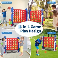 Giant 4-in-1 Connect Game Set Jumbo Outdoor Fun with Mini Basketball for Kids