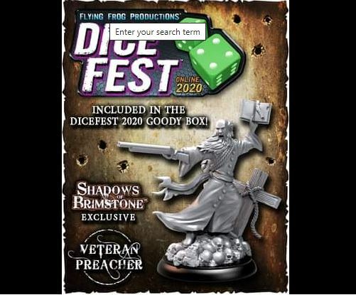 Shadows of Brimstone Veteran Preacher Hero Dice Fest Promo Mini