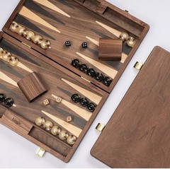 5” Premium Natural Walnut Folding Backgammon Sets for Adults and Kids