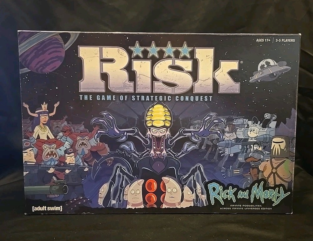 Risk Rick and Morty Board Game Adult Swim Strategy Ages 17+ 3-5 Complete