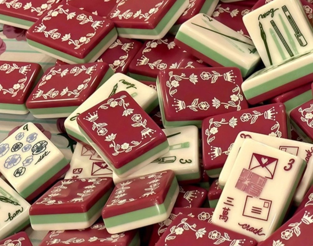 American Mahjong game set, 160 tiles red green 💌 Mah Jong tiles + storage bag