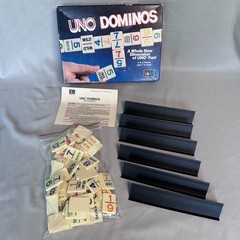 Vintage UNO Dominos Game 1986 International Games Complete 81 Tiles 6 Racks