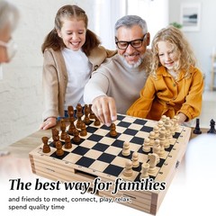 Foldable Wooden Fast Sling Puck & Chess Game. New game with light damage to box