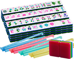 4-Layer Mahjong Tile Set 1.2-Inch Rose Red 166 American Mahjong Tile Set with 4P