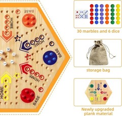 Deluxe Double-Sided Wooden Marble Game for 2-6 Players – Exciting Fast Track Fun