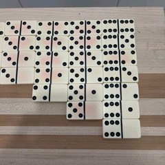Puremco Marblelike Dominoes White Standard Double 6 WATERMELON No 616 Vintage