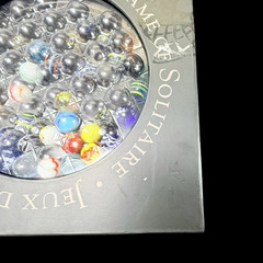 Solitaire Di Venezia Hand Blown Glass Marbles 38 w/Black Wood Base Board