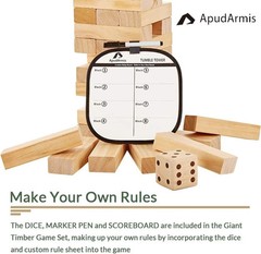 54 PCS Wooden Tumble Tower Game Set Giant Jenga Blocks Dice Scoreboard