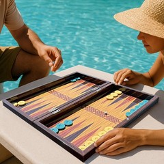 Biggdesign Bloom Backgammon, MDF Body, Magnetic Lock, Durable Gloss Finish, Scra
