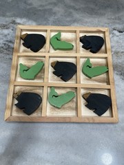 Wooden Tic Tac Toe Bear Fish Family Game Rustic Cabin Lodge Decor