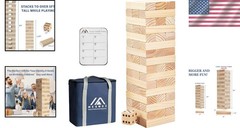 Giant Tumble Tower 60pc New Zealand Pine Blocks Stack to 5ft – Quality