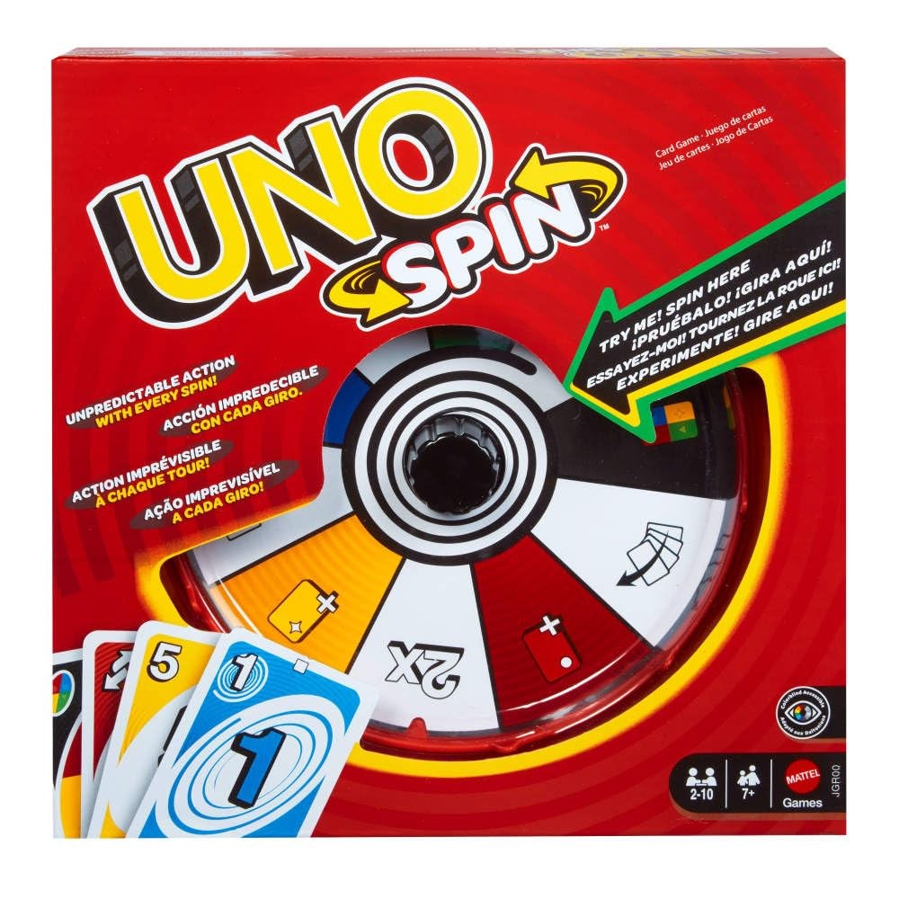 UNO Spin Card Game for Kid, Adult & Family Nights, Play with Spinner, New Cha…