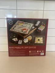 Monopoly & Clue Board Games Deluxe Vintage Ed. 2-in-1 Game Collection Wood Board