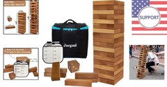 Portable 54-Piece Giant Wood Stacking Game with Canvas Bag for Endless Fun