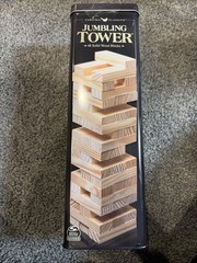 Tumbling Jumbling Towers Wood Block Game by cardinal Classics in Tin 48 PieceNEW