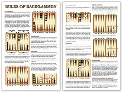 Laminated Rules of Backgammon Quick Reference Chart Large Double Sided 8 1/2 x11