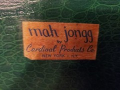 Vtg 1940s Cardinal Mahjong Set Green Alligator Case Standing Pheasant 164 Tiles